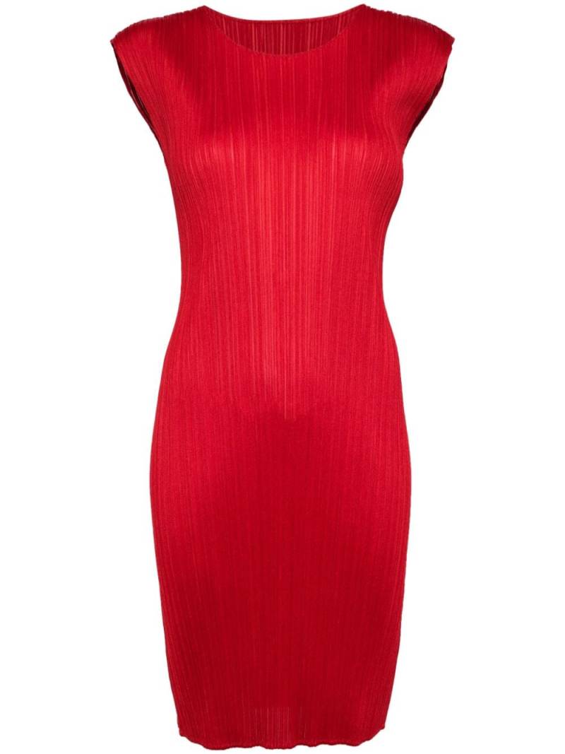 Pleats Please Issey Miyake plissé-effect round-neck dress - Red von Pleats Please Issey Miyake