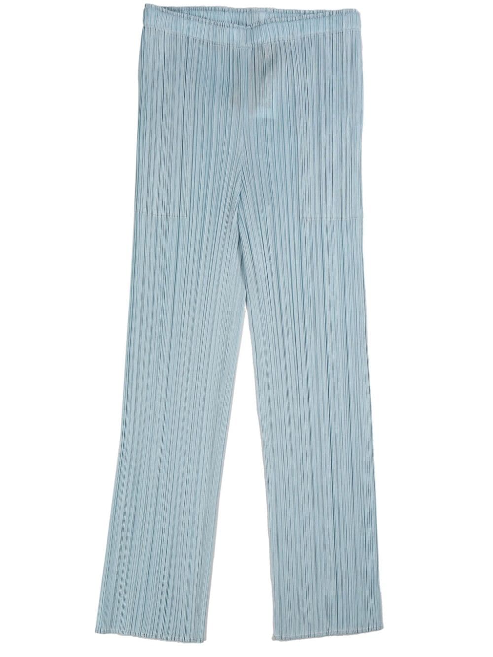 Pleats Please Issey Miyake plissé-effect slim-fit trousers - Blue von Pleats Please Issey Miyake