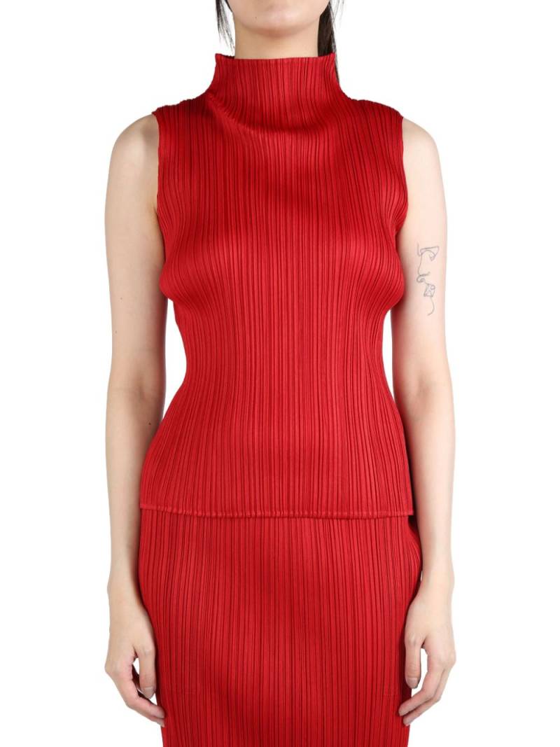 Pleats Please Issey Miyake plissé tank top - Red von Pleats Please Issey Miyake