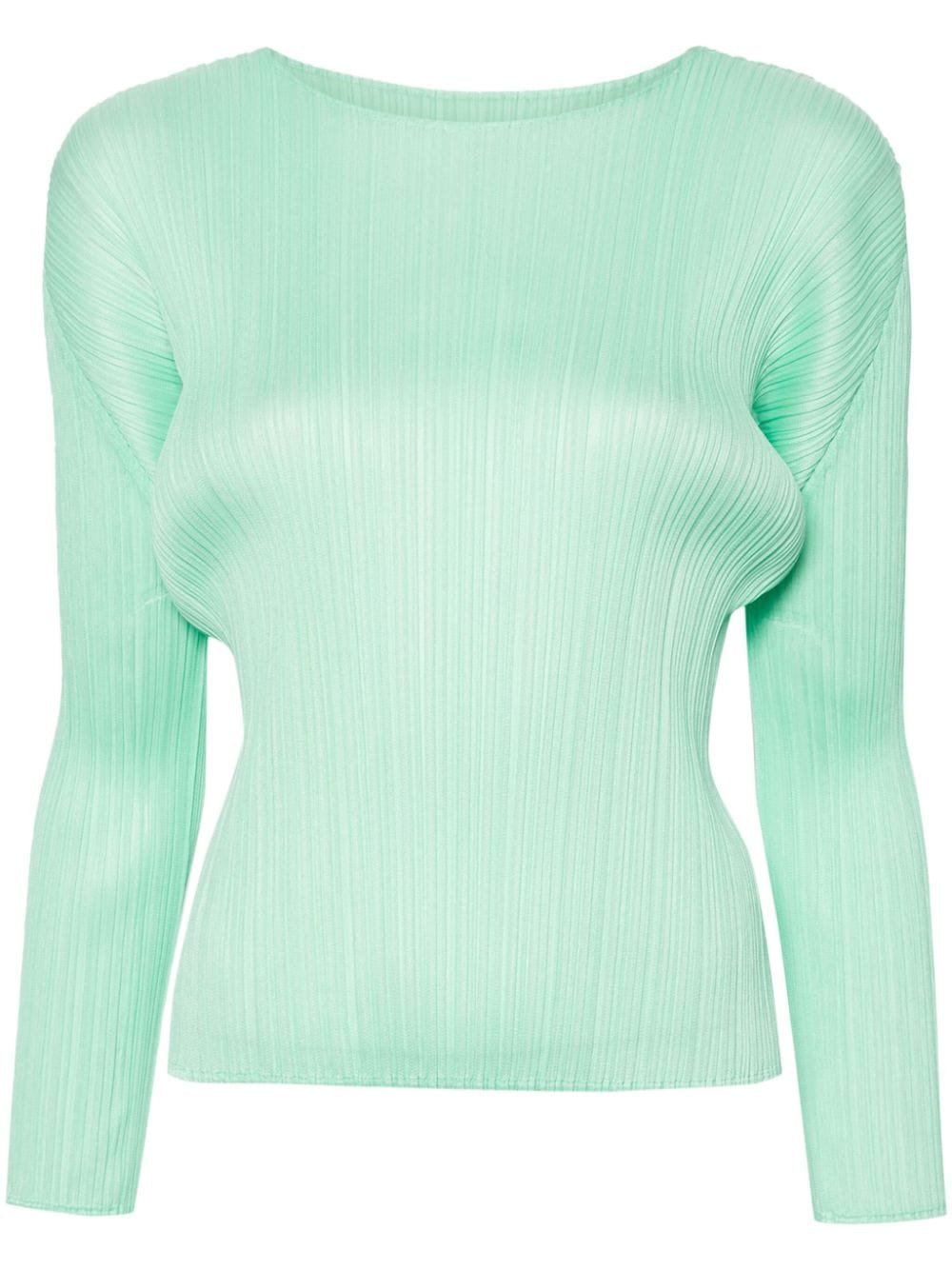 Pleats Please Issey Miyake round-neck plissé blouse - Green von Pleats Please Issey Miyake