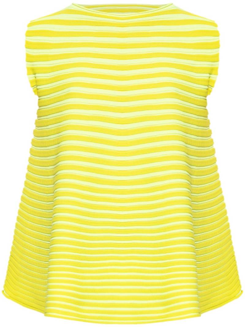 Pleats Please Issey Miyake striped ribbed-knit T-shirt - Yellow von Pleats Please Issey Miyake