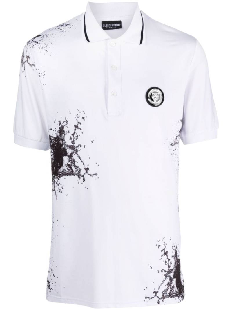 Plein Sport Splash-print cotton polo shirt - White von Plein Sport