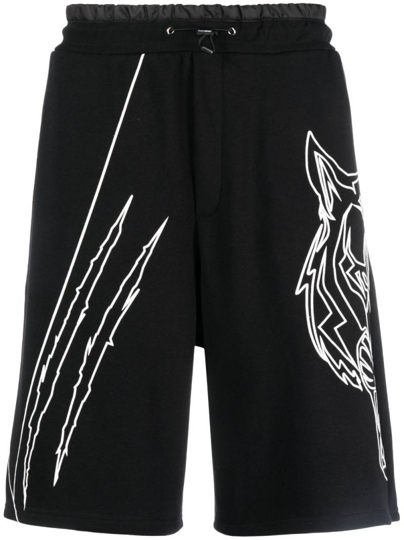 Plein Sport Tiger Court cotton track shorts - Black von Plein Sport