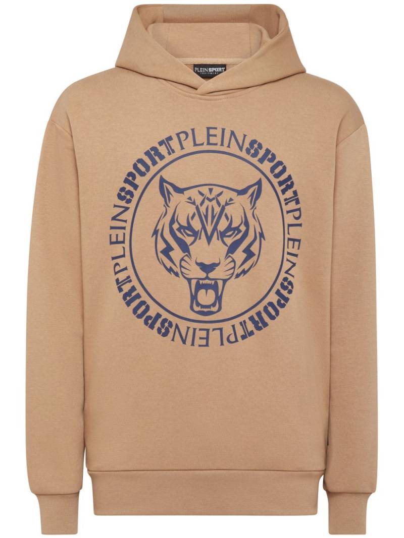 Plein Sport Tiger logo-print hoodie - Brown von Plein Sport