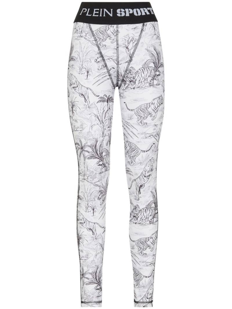 Plein Sport graphic-print high-waist leggings - White von Plein Sport