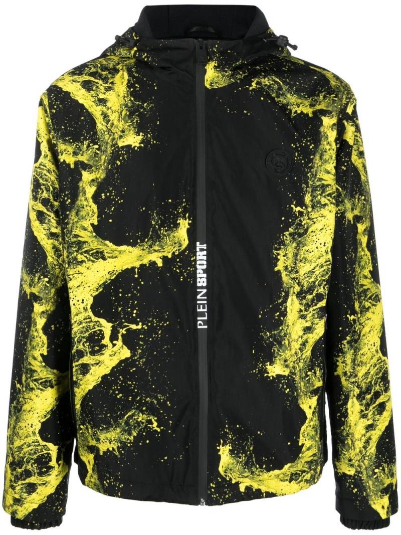 Plein Sport graphic-print zip-up hooded jacket - Black von Plein Sport