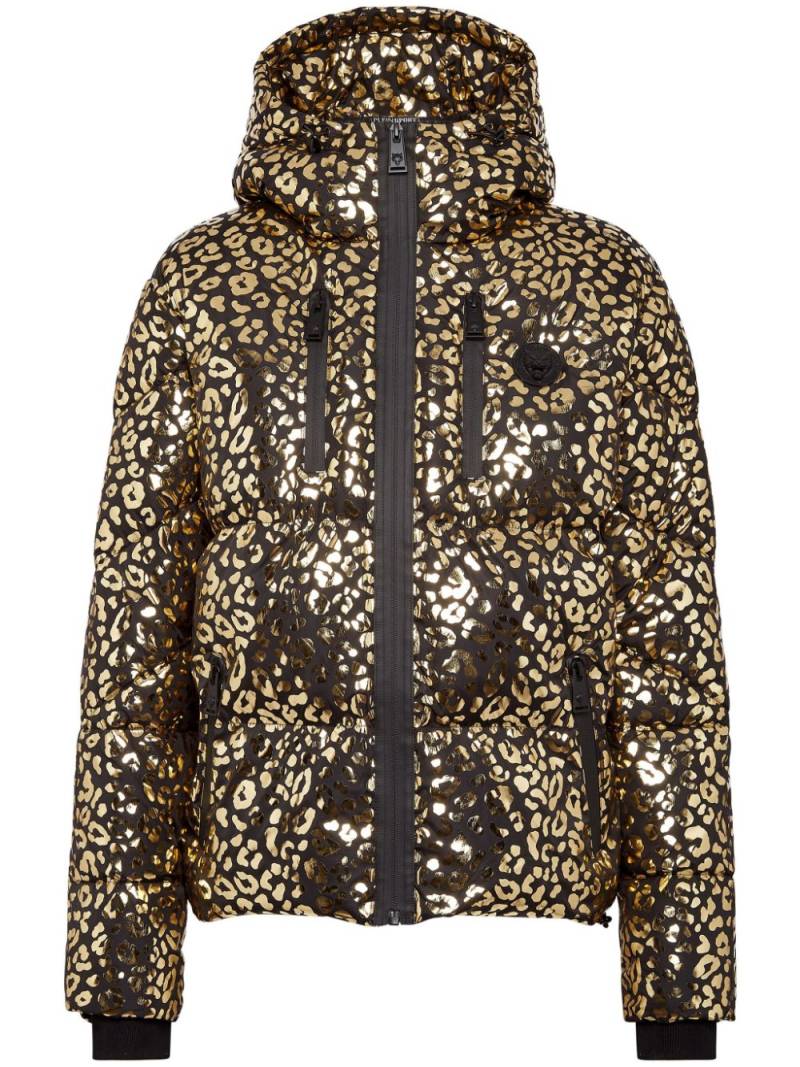 Plein Sport leopard-print puffer jacket - Gold von Plein Sport