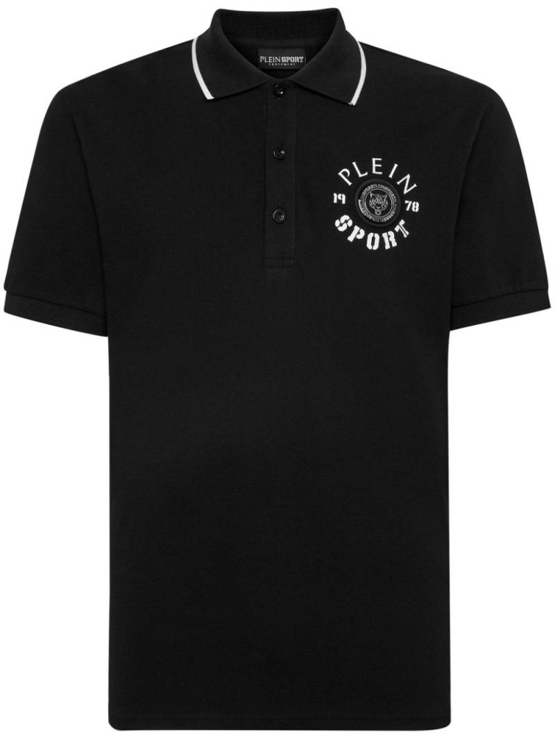 Plein Sport logo-appliqué cotton polo shirt - Black von Plein Sport