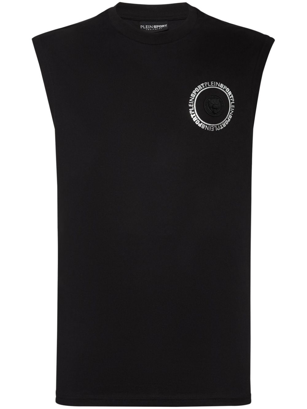 Plein Sport logo-appliqué crew-neck tank top - Black von Plein Sport