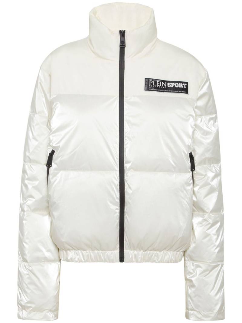 Plein Sport logo-appliqué puffer jacket - White von Plein Sport