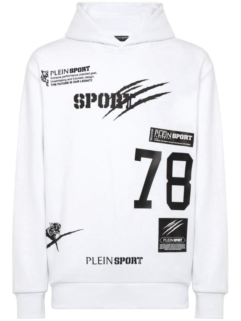 Plein Sport logo-lettering fleece hoodie - White von Plein Sport