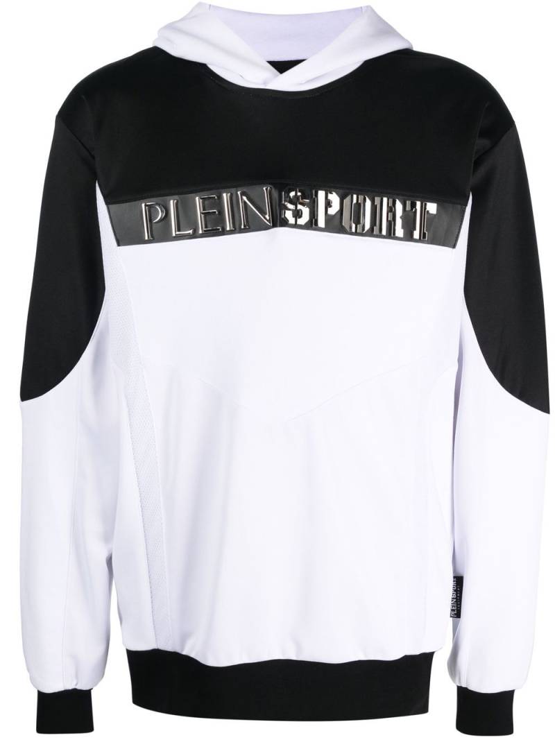 Plein Sport logo-lettering long-sleeved hoodie - Black von Plein Sport