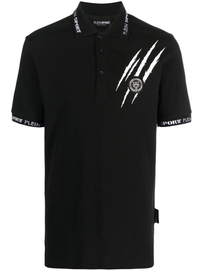 Plein Sport logo-patch short-sleeved polo shirt - Black von Plein Sport