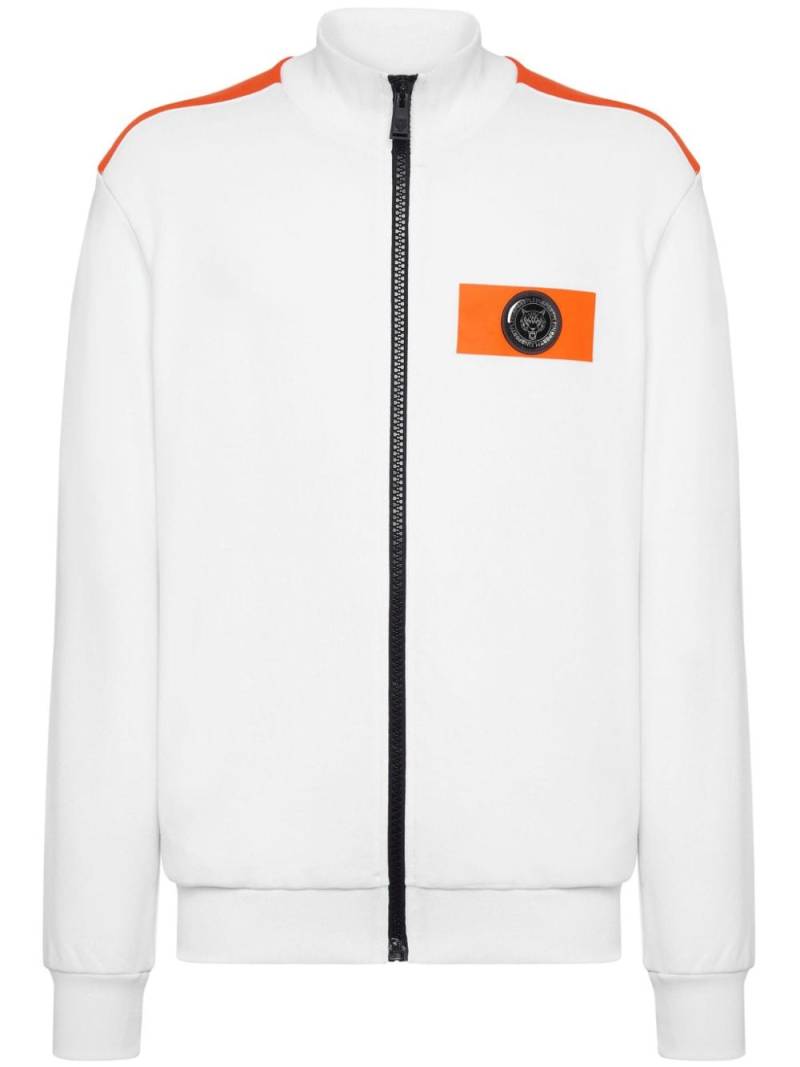 Plein Sport logo-patch zip-up jacket - White von Plein Sport