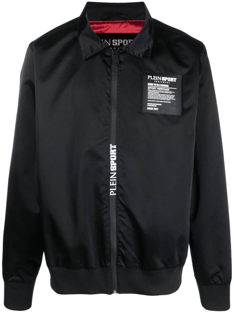 Plein Sport logo-patch zip-up shirt jacket - Black von Plein Sport