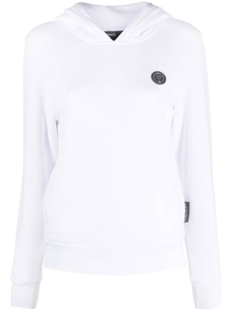 Plein Sport logo-print cotton hoodie - White von Plein Sport