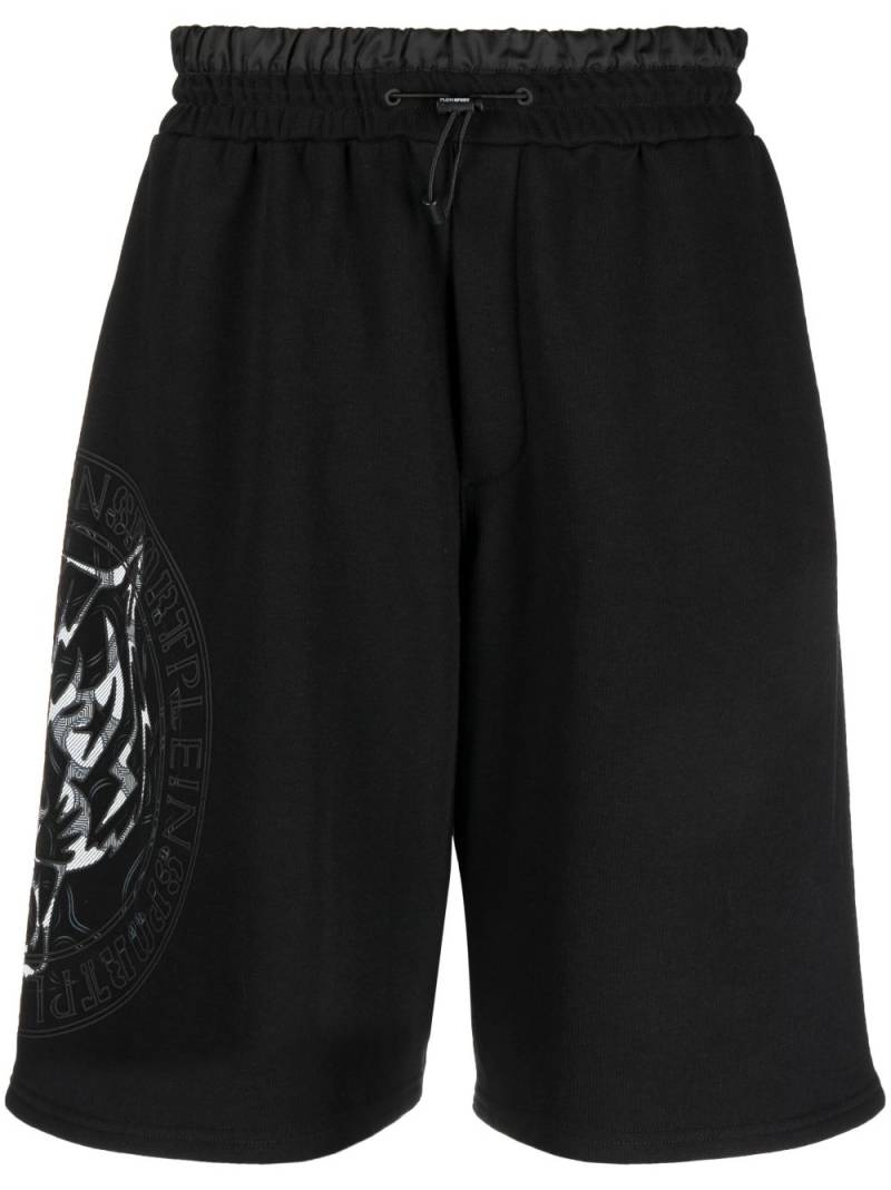 Plein Sport logo-print knee-length track shorts - Black von Plein Sport