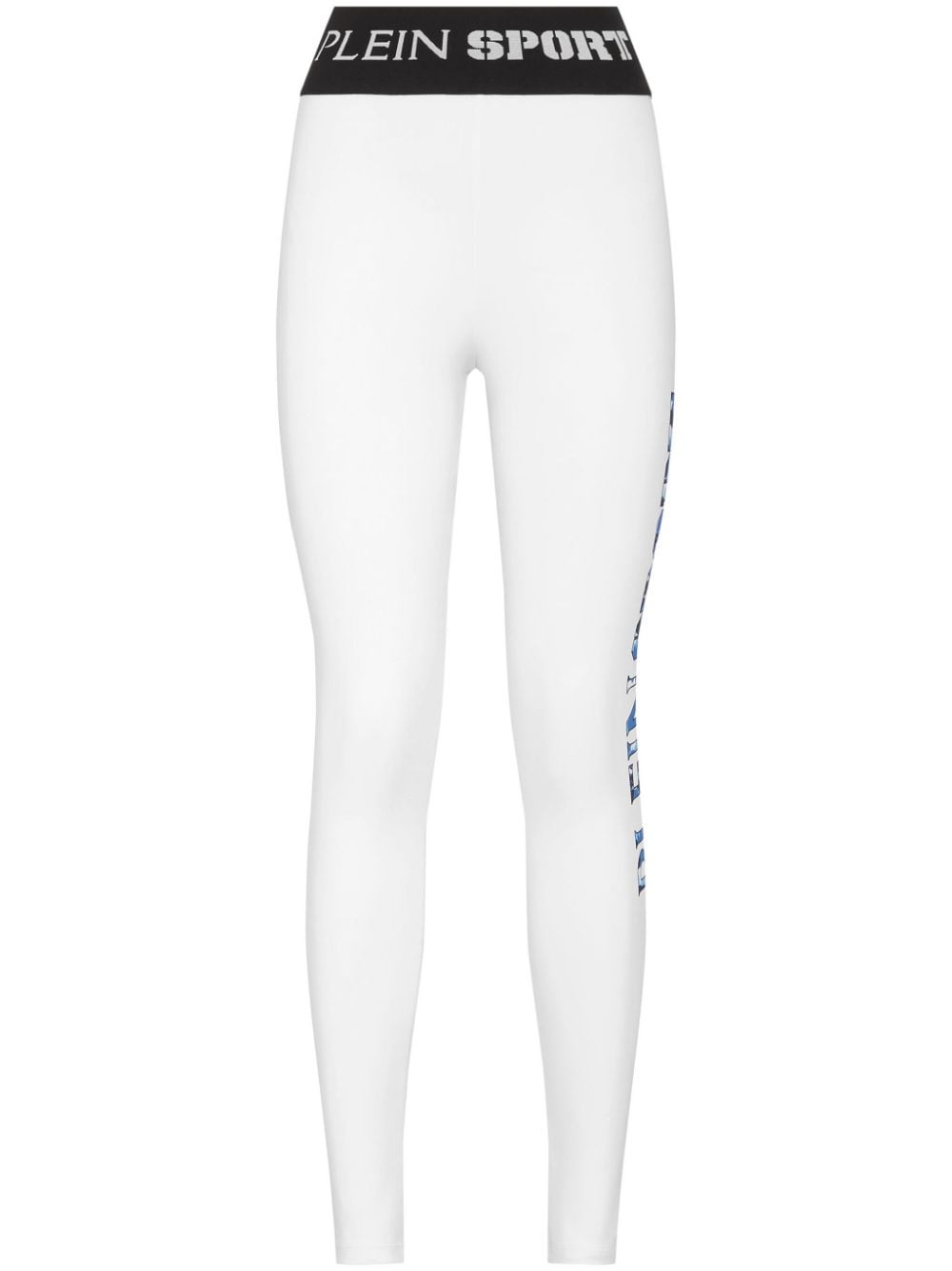 Plein Sport logo-print performance leggings - White von Plein Sport