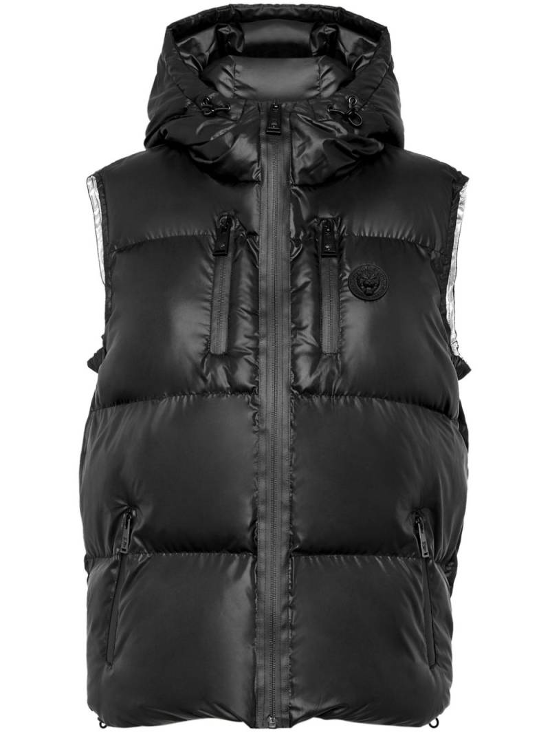 Plein Sport logo-print puffer gilet - Black von Plein Sport