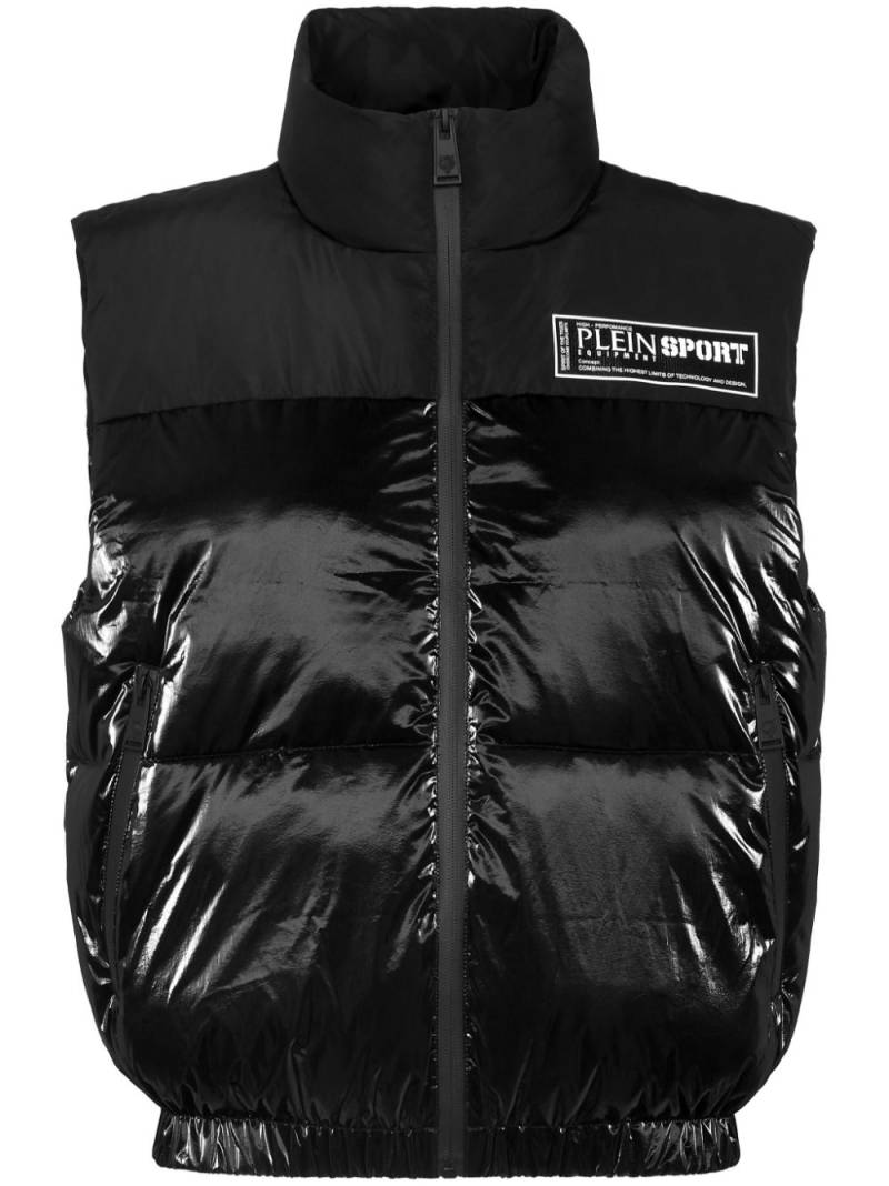 Plein Sport logo-print quilted gilet - Black von Plein Sport