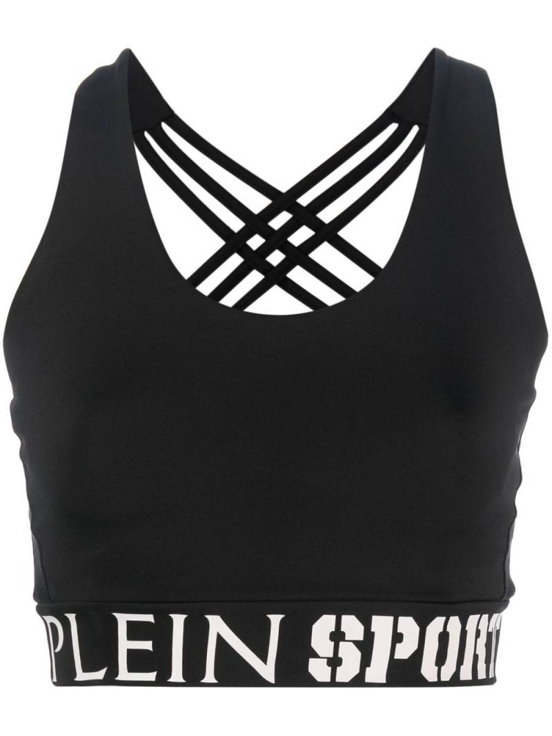 Plein Sport logo-print sport bra - Black von Plein Sport