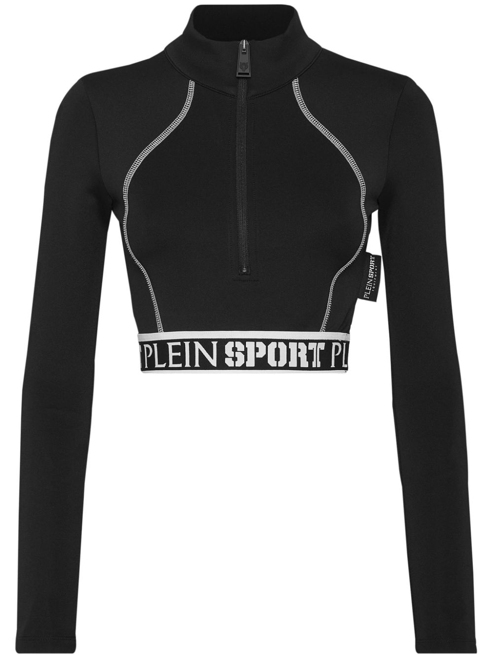 Plein Sport logo-underband crop top - Black von Plein Sport