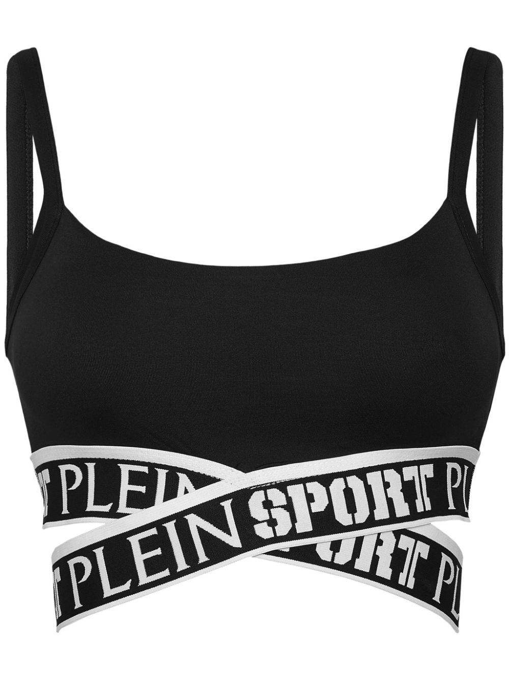Plein Sport logo-underband crop top - Black von Plein Sport