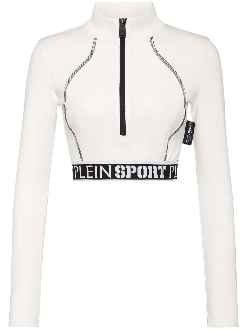 Plein Sport logo-underband crop top - White von Plein Sport