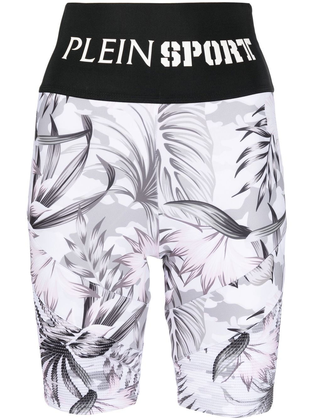 Plein Sport logo-waistband floral-print shorts - White von Plein Sport
