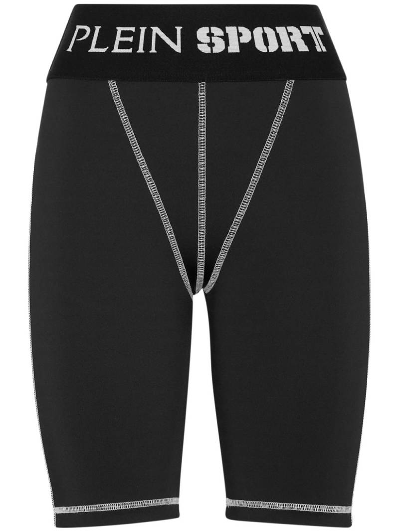 Plein Sport logo-waistband high-waisted shorts - Black von Plein Sport