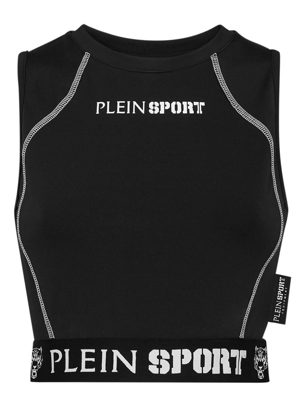 Plein Sport printed contrast-stitching sports bra - Black von Plein Sport