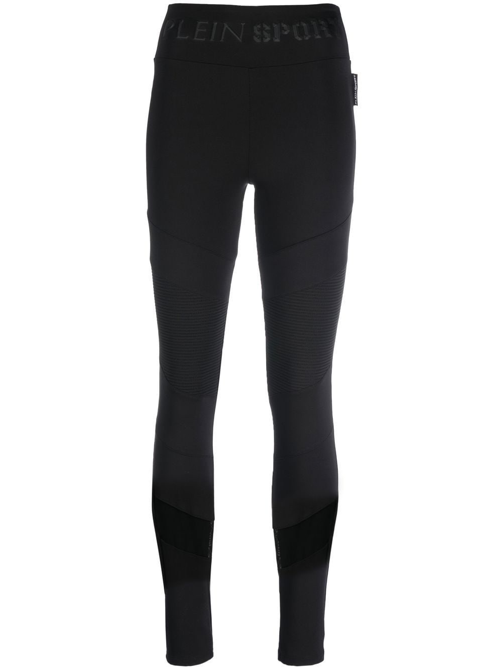 Plein Sport ribbed-panelled cotton leggings - Black von Plein Sport