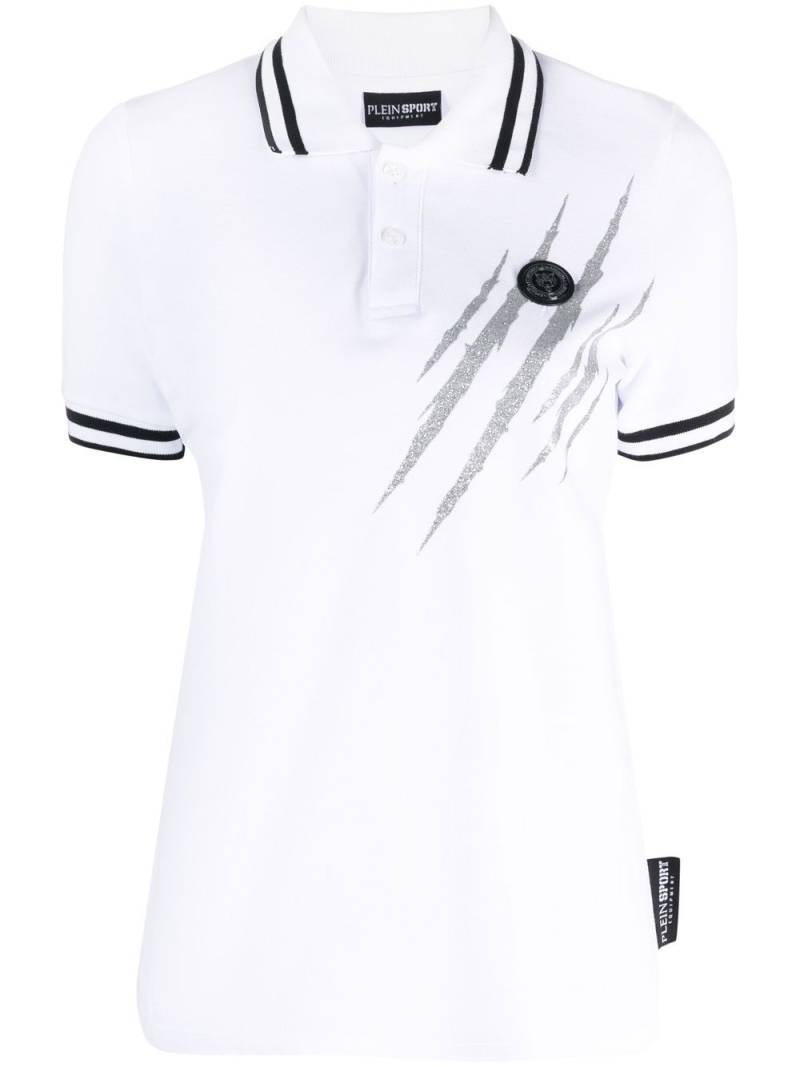 Plein Sport scratch short-sleeve polo shirt - White von Plein Sport