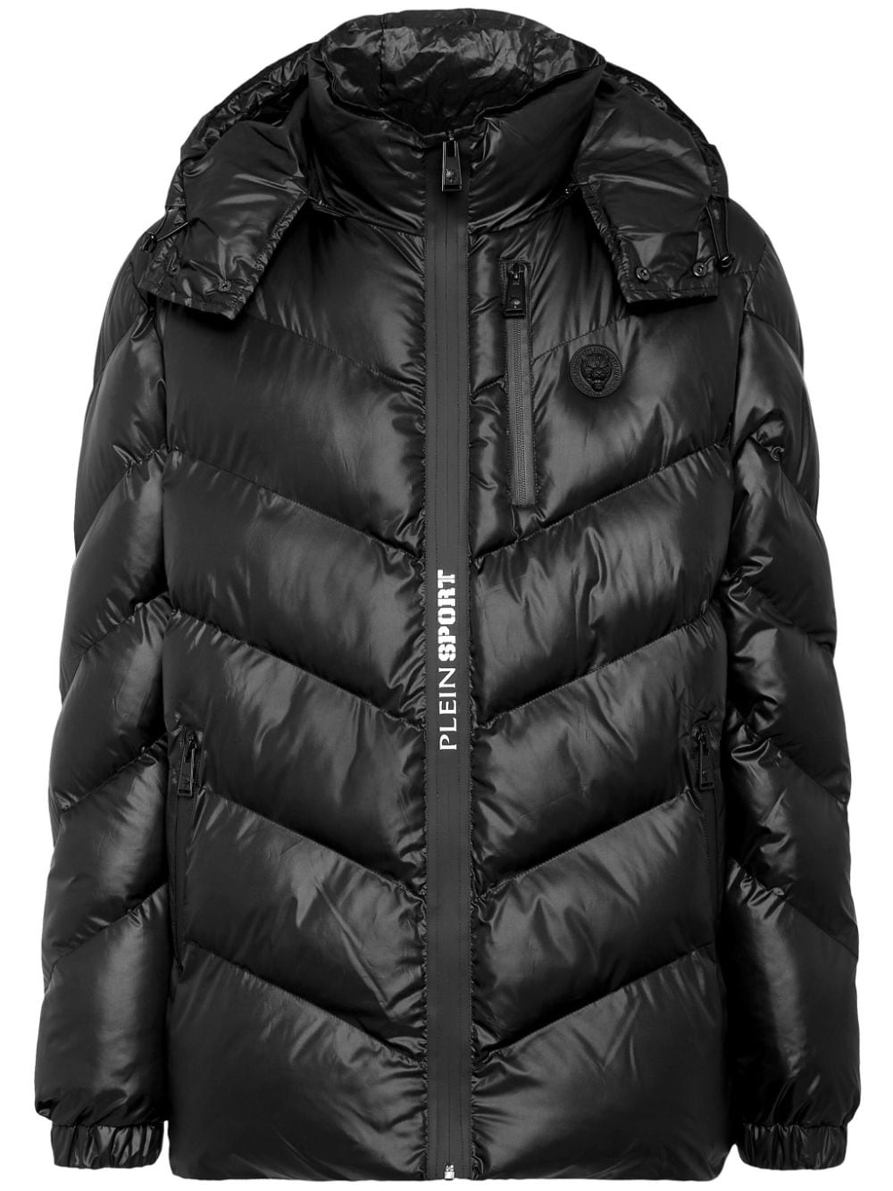 Plein Sport tiger-embroidered quilted coat - Black von Plein Sport