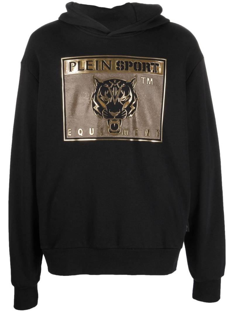 Plein Sport tiger-head logo-print hoodie - Black von Plein Sport