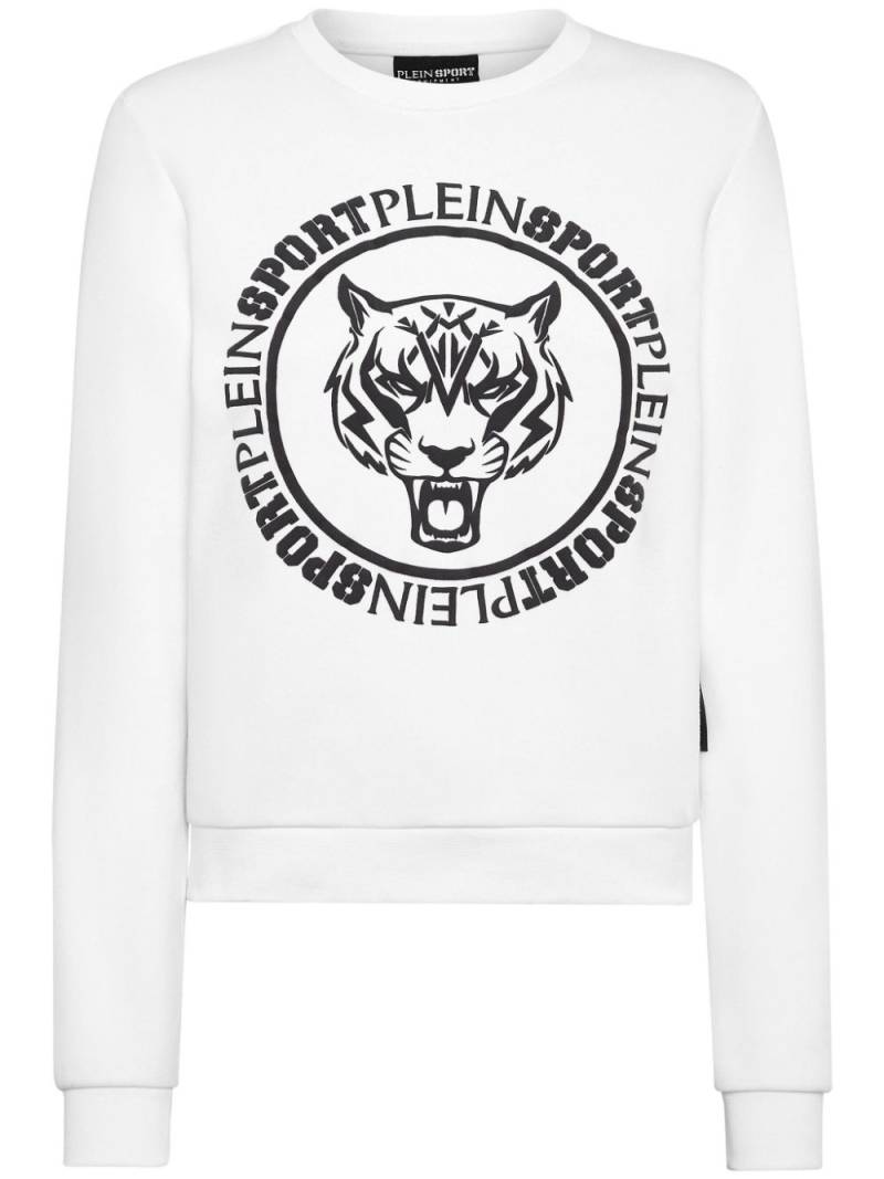 Plein Sport tiger-print cropped sweatshirt - White von Plein Sport