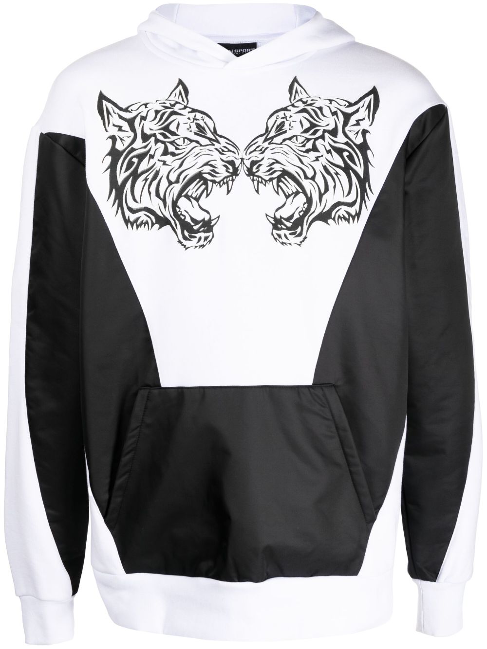Plein Sport tiger-print panelled hoodie - White von Plein Sport