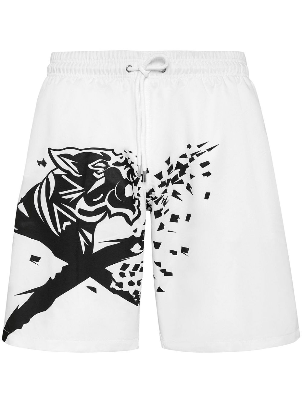 Plein Sport tiger print swim shorts - White von Plein Sport