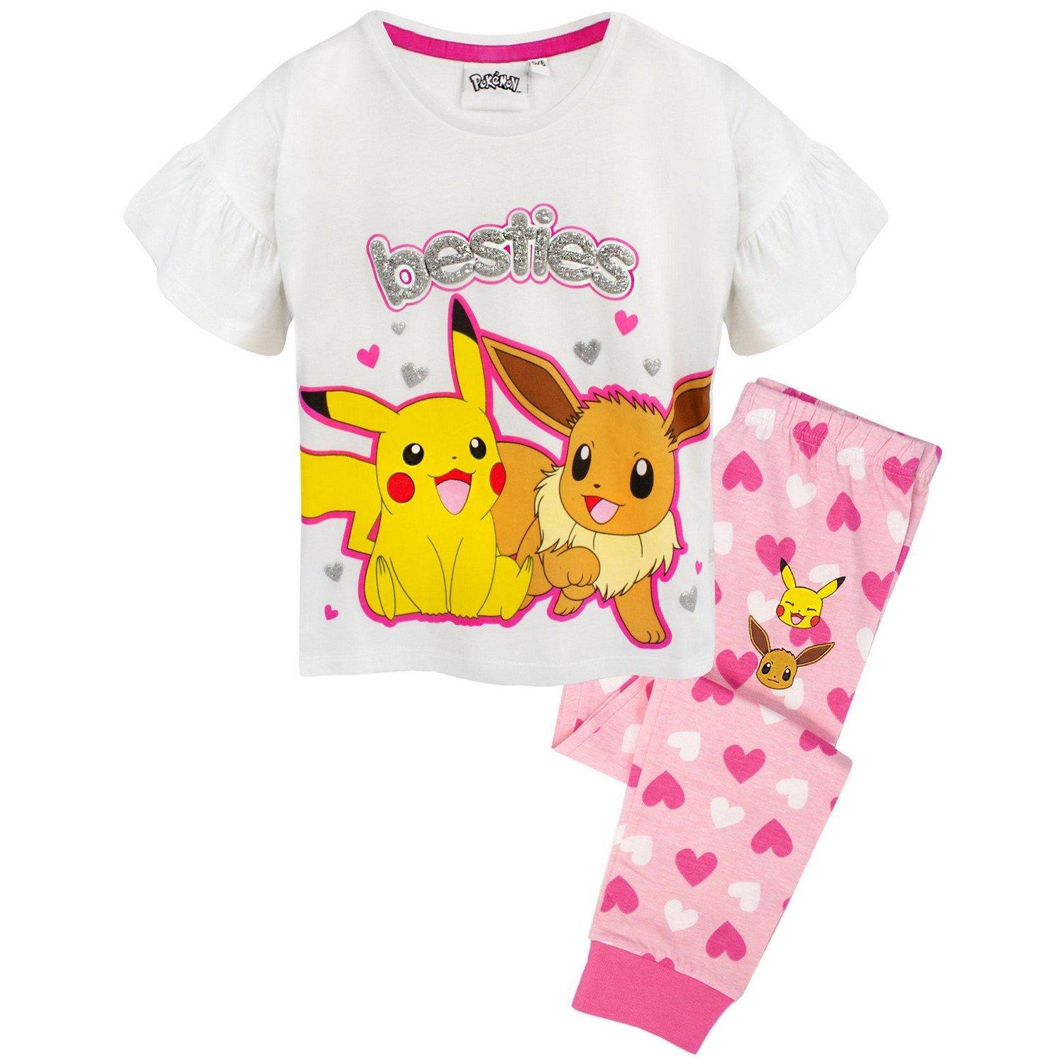 Pokémon - Besties Schlafanzug mit langer Hose Rüschen, 116, Multicolor von Pokémon