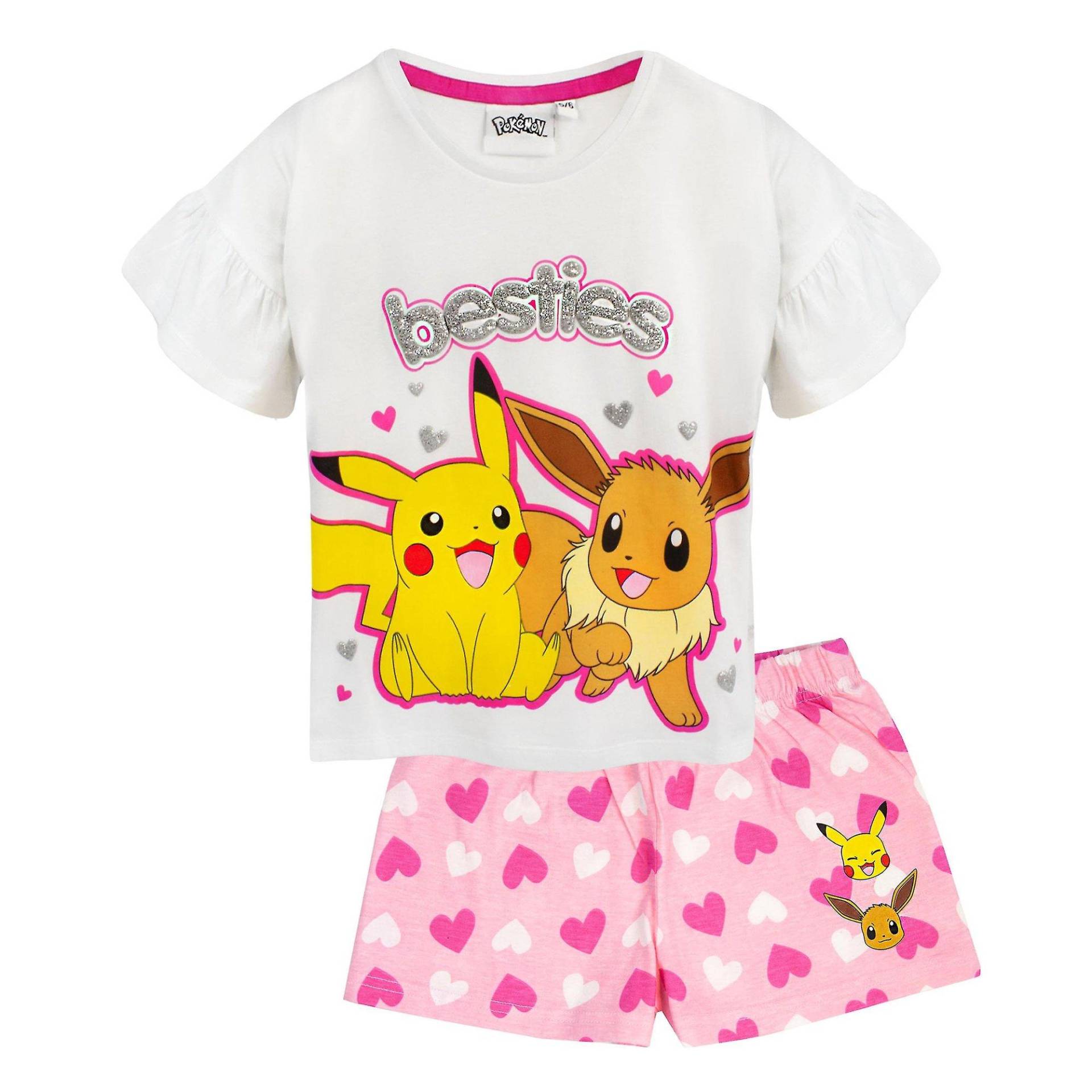 Besties Schlafanzug Mit Shorts (3erpack)rüschen Mädchen Weiss 128 von Pokémon