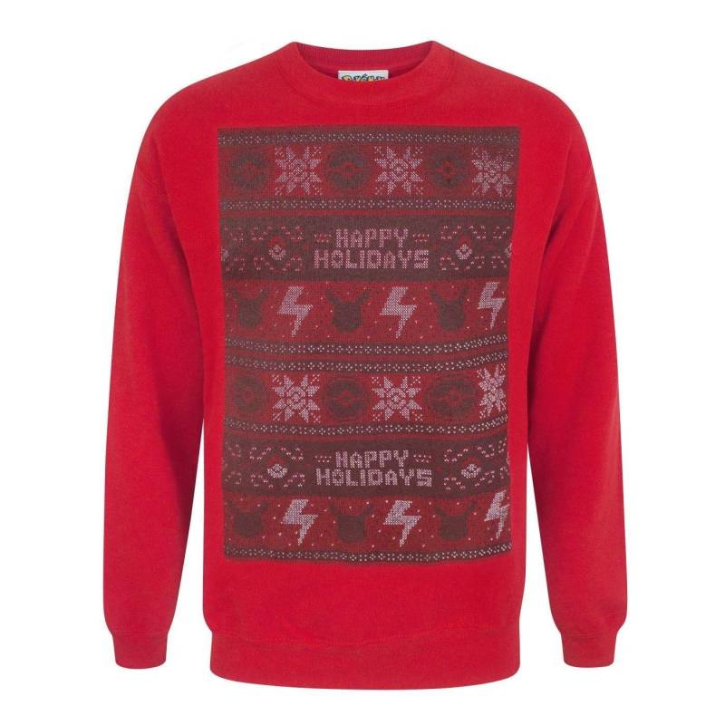 Happy Holidays Weihnachtspullover Herren Rot Bunt XXL von Pokémon