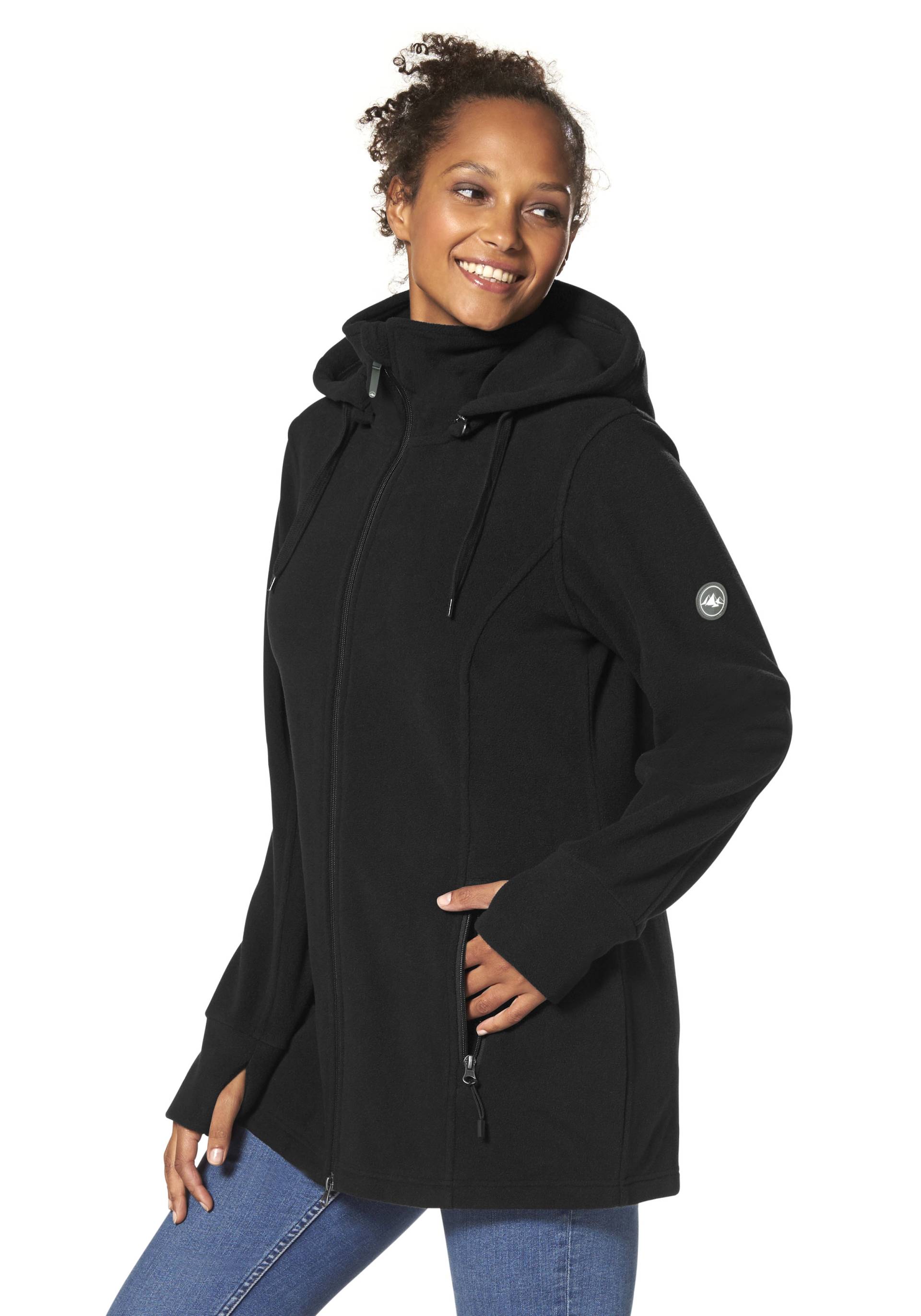 Polarino Fleecejacke, mit Kapuze, für kalte Tage, aus Fleece, sportlicher Stil, atmungsaktiv von Polarino