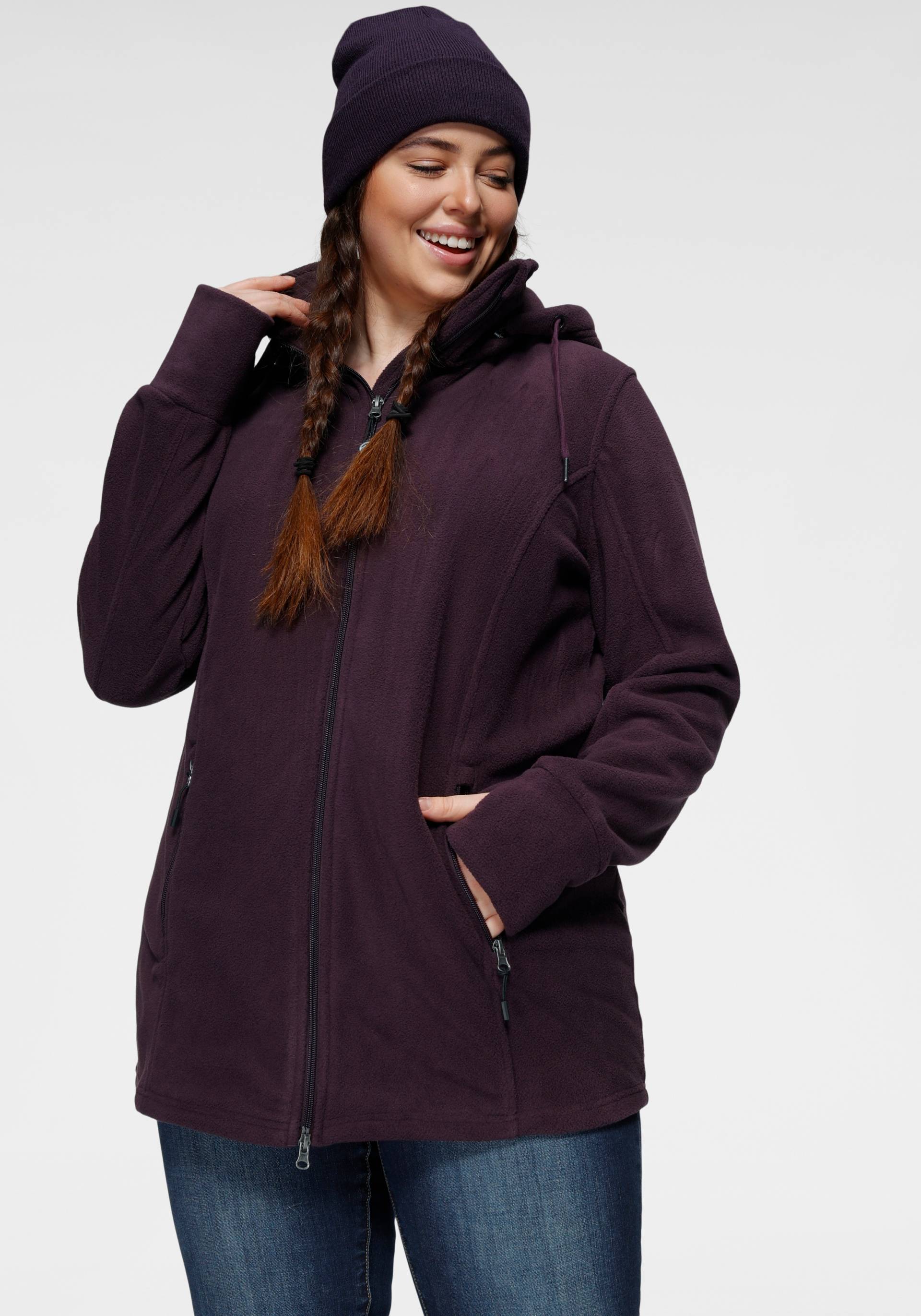 Polarino Fleecejacke, mit Kapuze, für kalte Tage, aus Fleece, sportlicher Stil, atmungsaktiv von Polarino