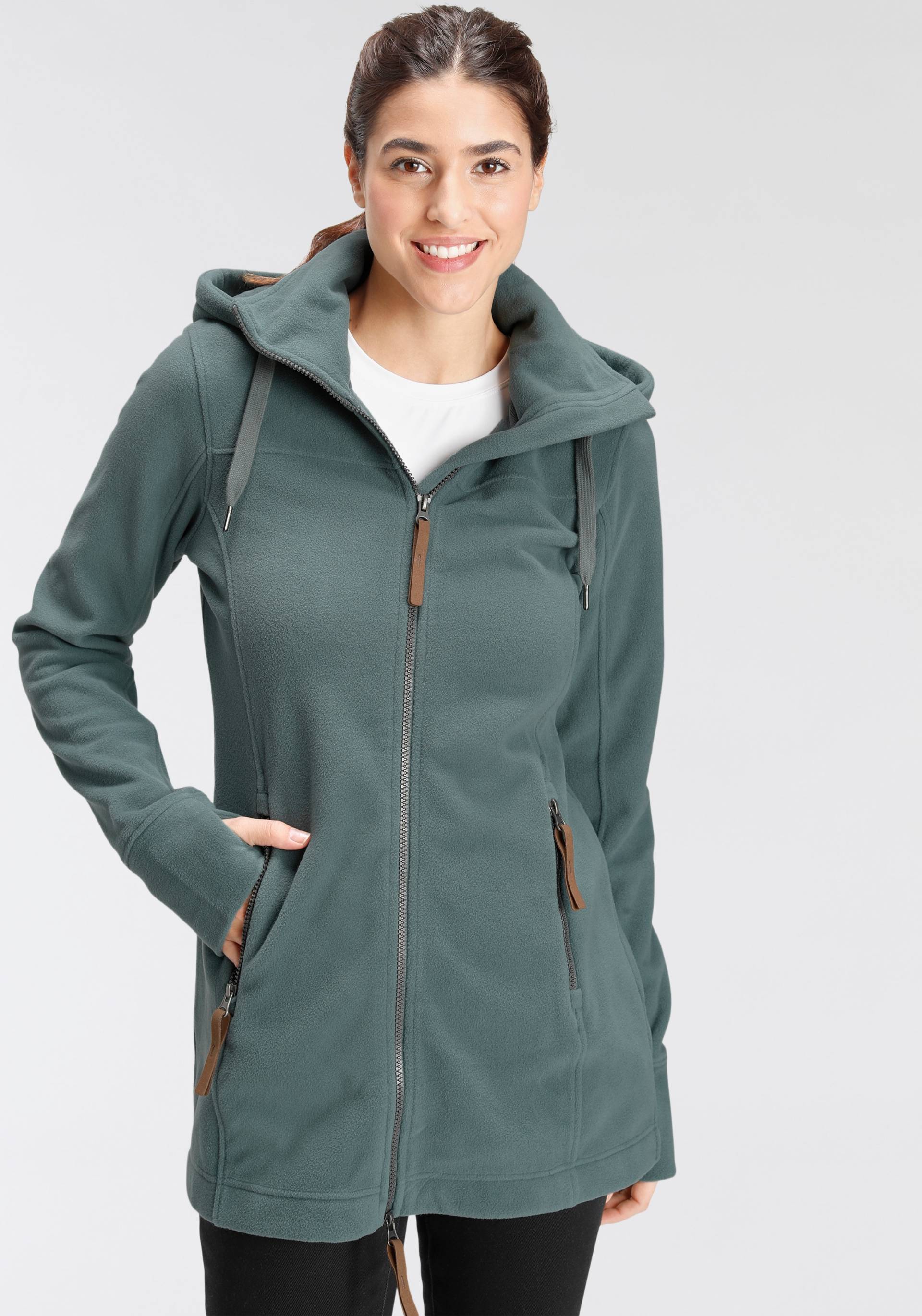 Polarino Fleecejacke, mit Kapuze, aus Fleece, atmungsaktiv, schnell trocknend Polarino Fleecejacke, mit Kapuze, aus Fleece, atmungsaktiv, schnell trocknend von Polarino