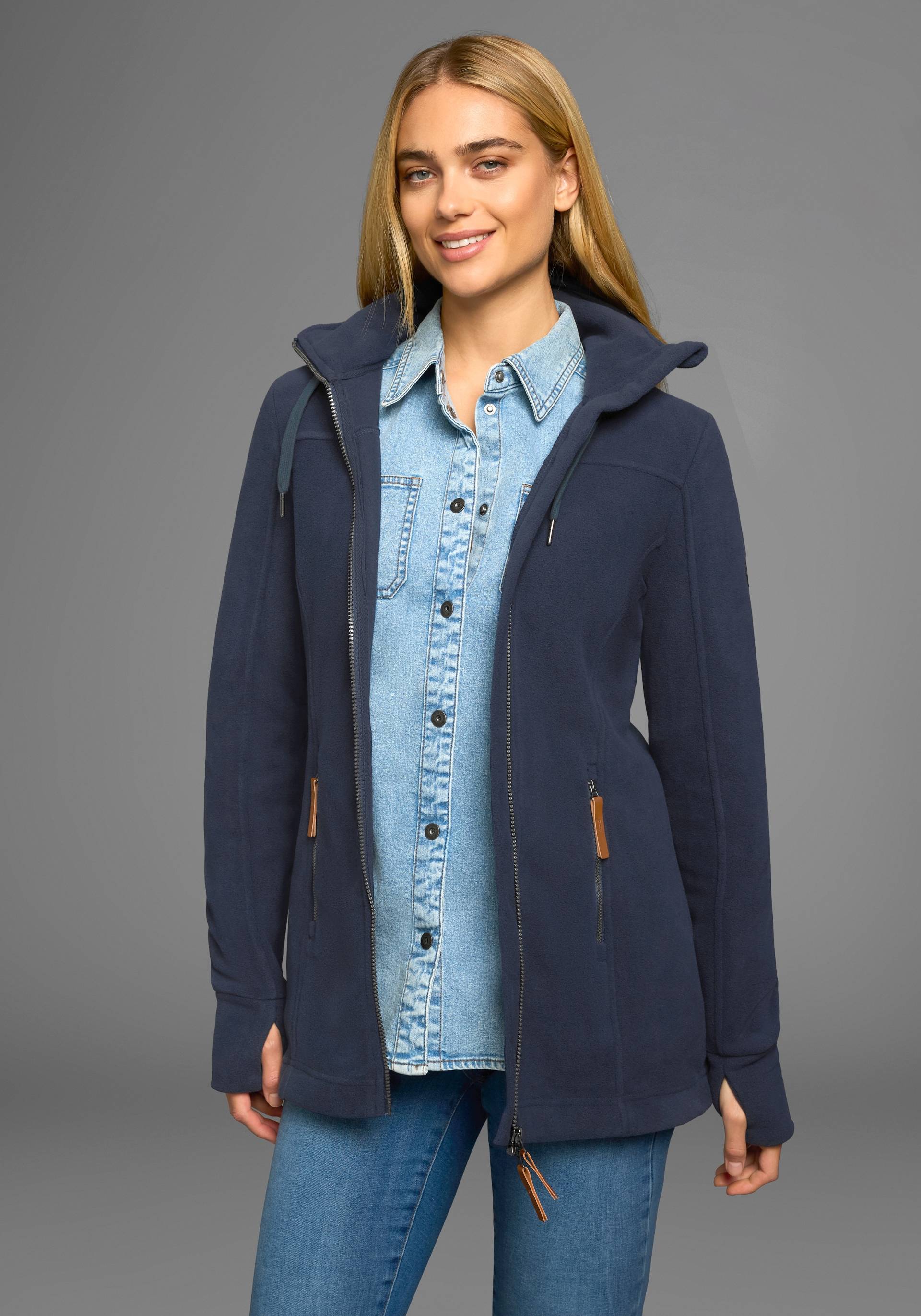 Polarino Fleecejacke, mit Kapuze, aus Fleece, atmungsaktiv, schnell trocknend Polarino Fleecejacke, mit Kapuze, aus Fleece, atmungsaktiv, schnell trocknend von Polarino