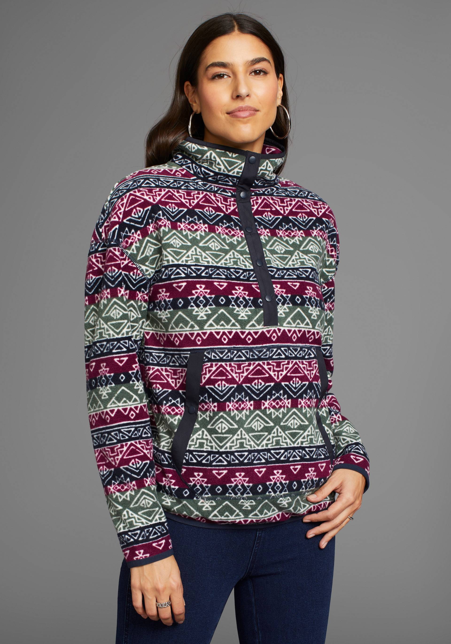 Polarino Fleecepullover, mit Colourblocking-Optik, mit Kängurutasche, aus Fleecestoff Polarino Fleecepullover, mit Colourblocking-Optik, mit Kängurutasche, aus Fleecestoff von Polarino