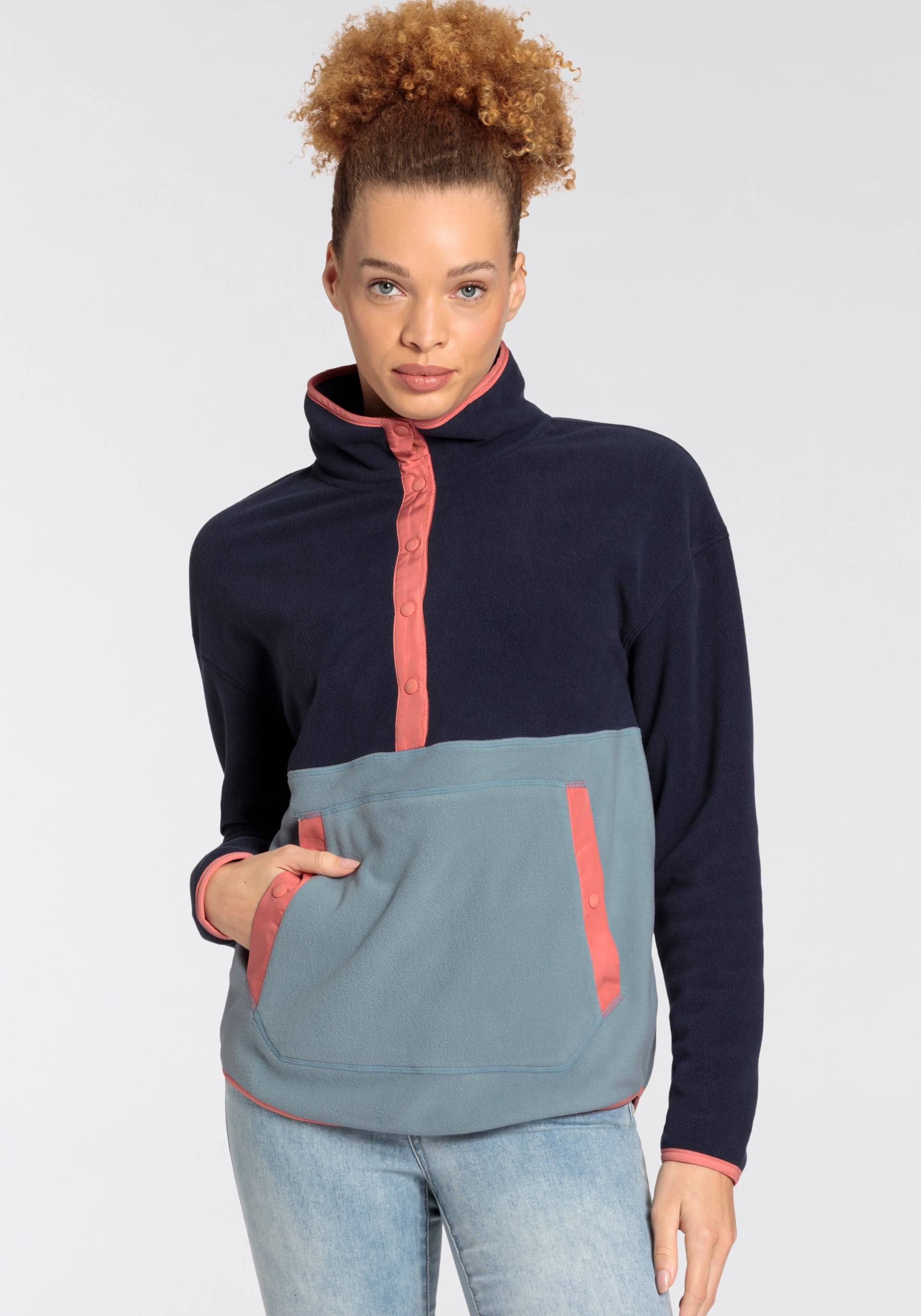 Polarino Fleecepullover, mit Colourblocking-Optik, mit Kängurutasche, aus Fleecestoff von Polarino