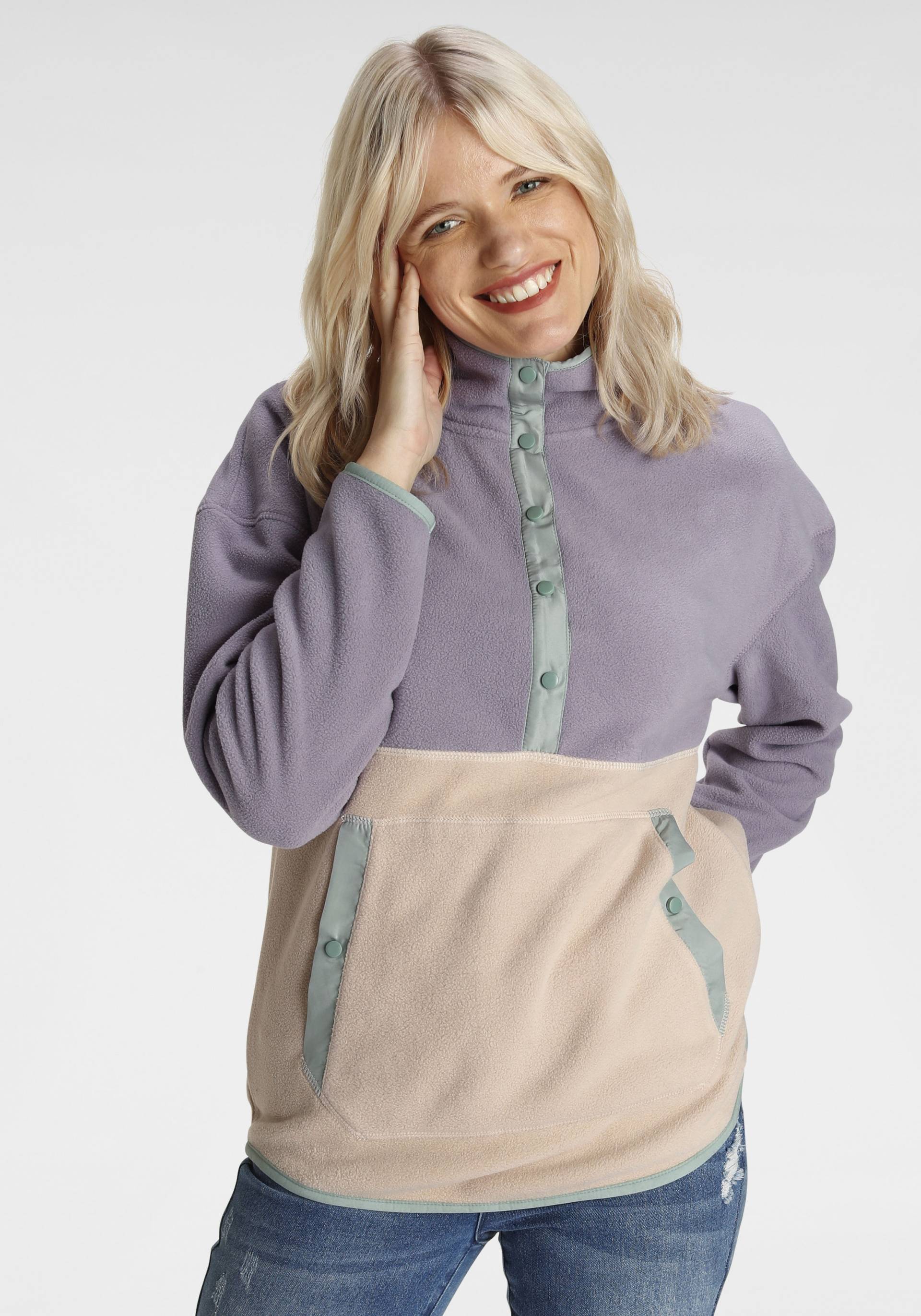 Polarino Fleecepullover, mit Colourblocking-Optik, mit Kängurutasche, aus Fleecestoff Polarino Fleecepullover, mit Colourblocking-Optik, mit Kängurutasche, aus Fleecestoff von Polarino