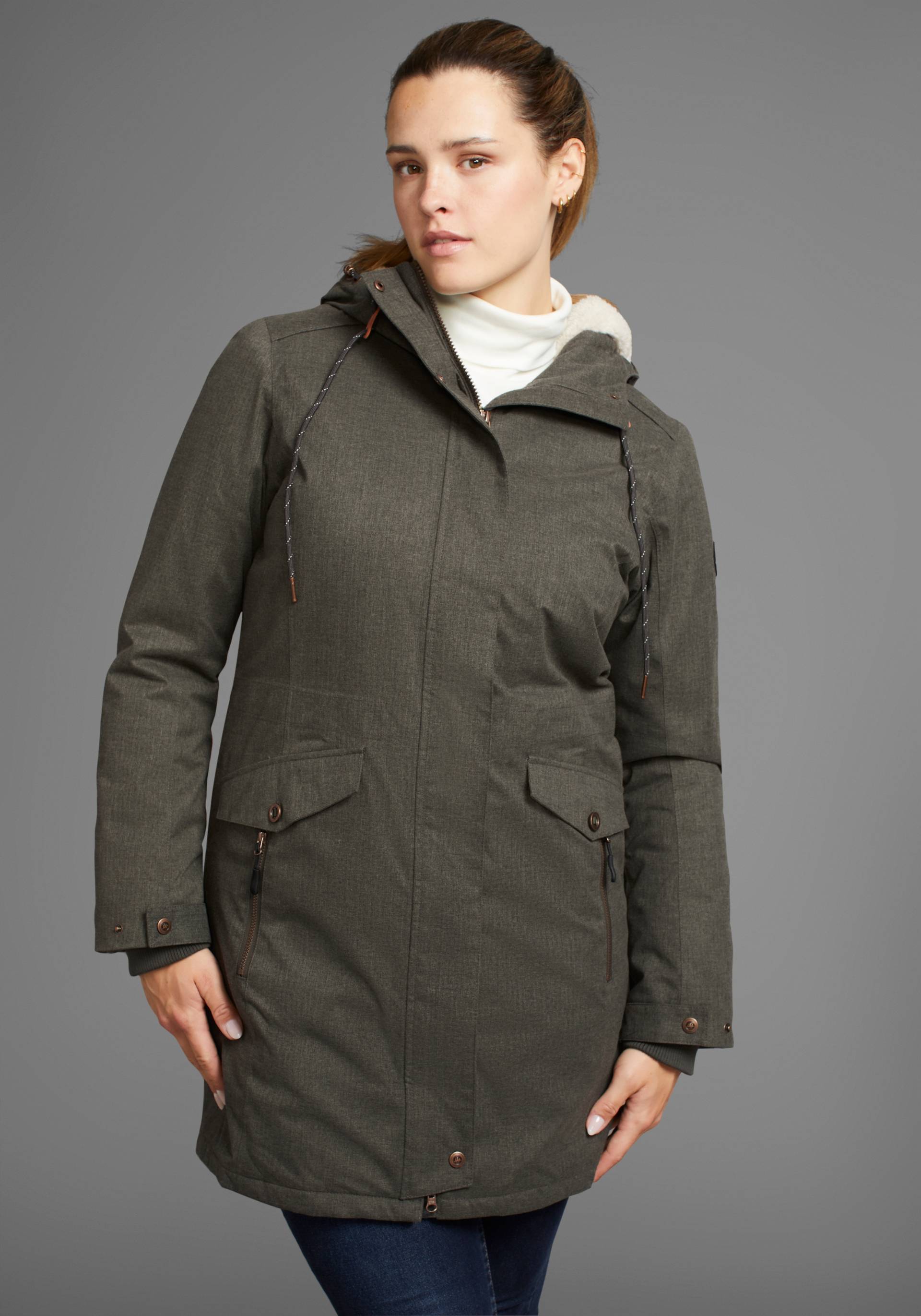 Polarino Outdoorjacke, mit Kapuze, atmungsaktives Material, wasserdicht, winddicht, mit Kapuze