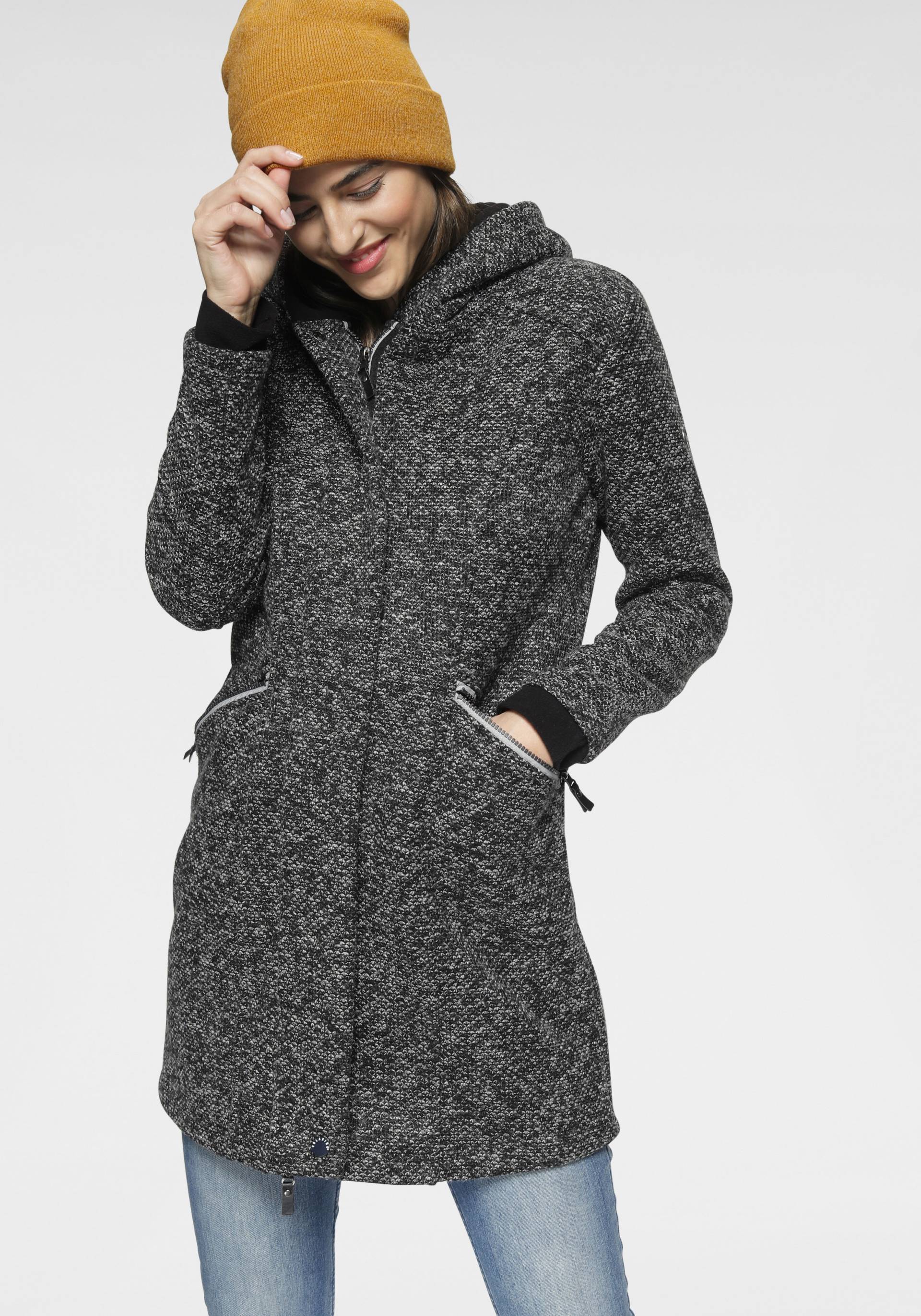 Polarino Strickmantel, atmungsaktiv und wärmeisolierend. Strickoptik aussen, Fleece innen. Polarino Strickmantel, atmungsaktiv und wärmeisolierend. Strickoptik aussen, Fleece innen. von Polarino